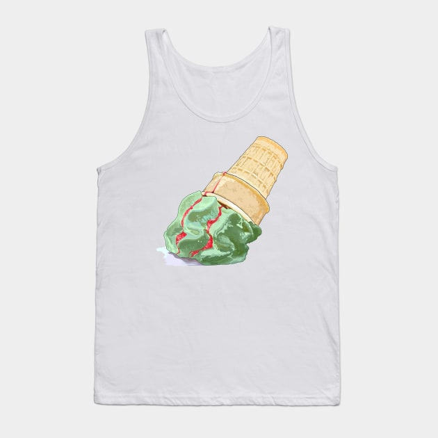 Melted ice-cream (pistachio & strawberry syrup) Tank Top by M[ ]